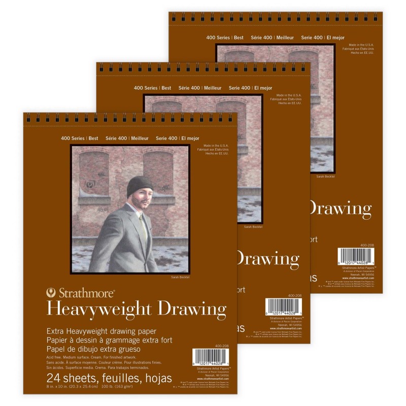 STTP4002081-3 8 x 10 in. 400 Series Top Wire Binding Drawing Paper Pad, 24 Sheet - Pack of 3