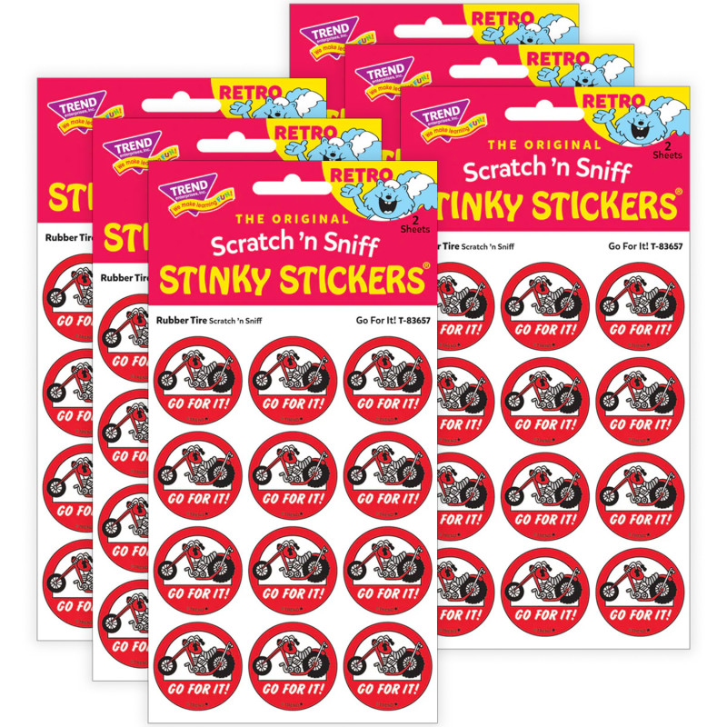 T-83657-6 Go For It - Rubber Tire Scent Stickers, 24 per Pack - Pack of 6