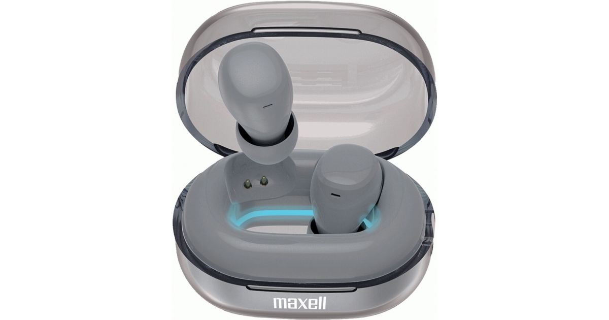 Maxell MAX197307 Tune Out True Wireless Earbuds with Sleep Comfort Design - Gray
