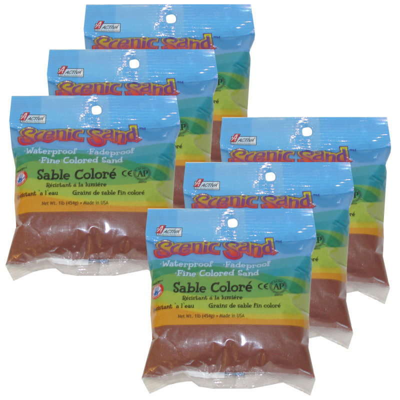 API4482-6 1 lbs Scenic Craft Colored Sand, Dark Brown - Pack of 6