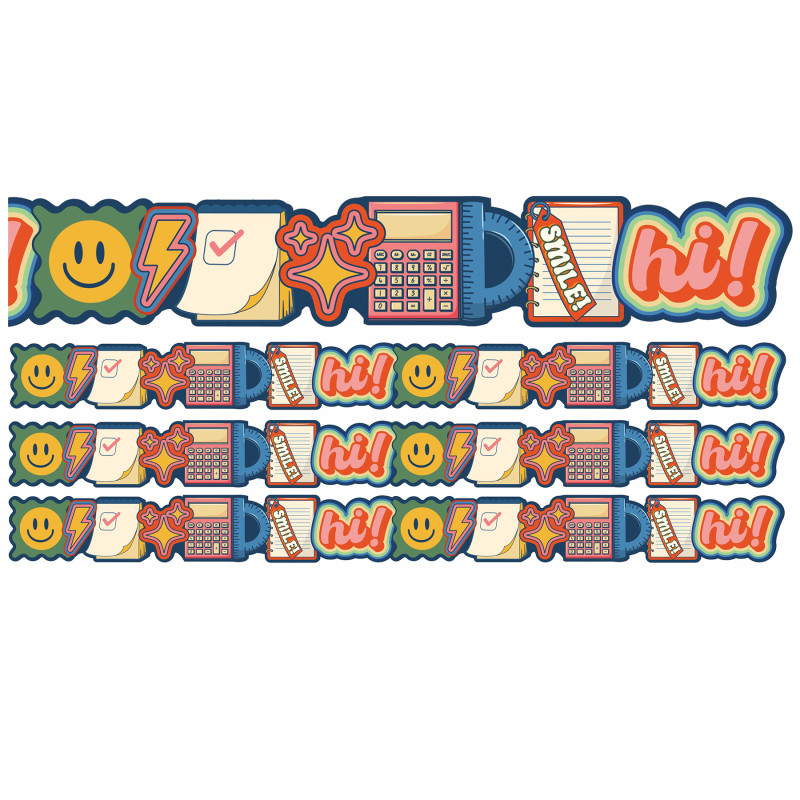 EU-846362-3 School Icons Extra Wide Deco Trim, 37 ft. per Pack, Pack of 3
