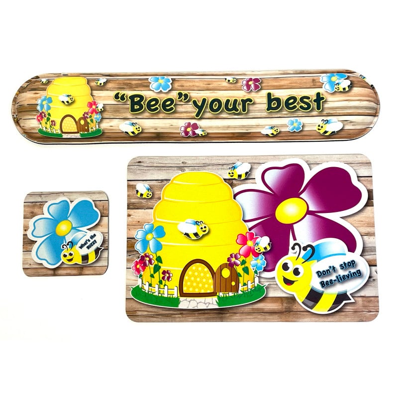 ASH12521 The Original Fun Bee Your Best, Bee Themed Positive Computer Desk Mats, Set of 3