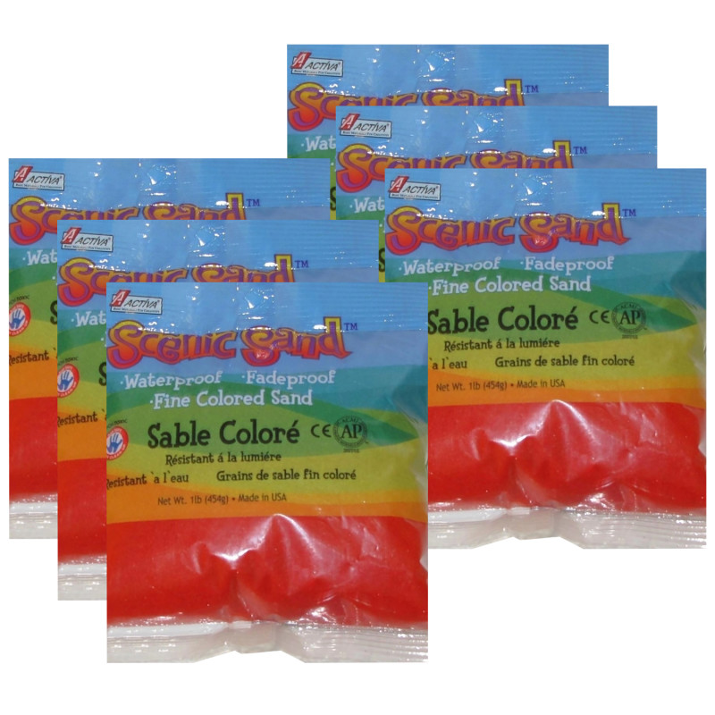 API14481-6 1 lbs Scenic Craft Colored Sand, Bright Red, Pack of 6
