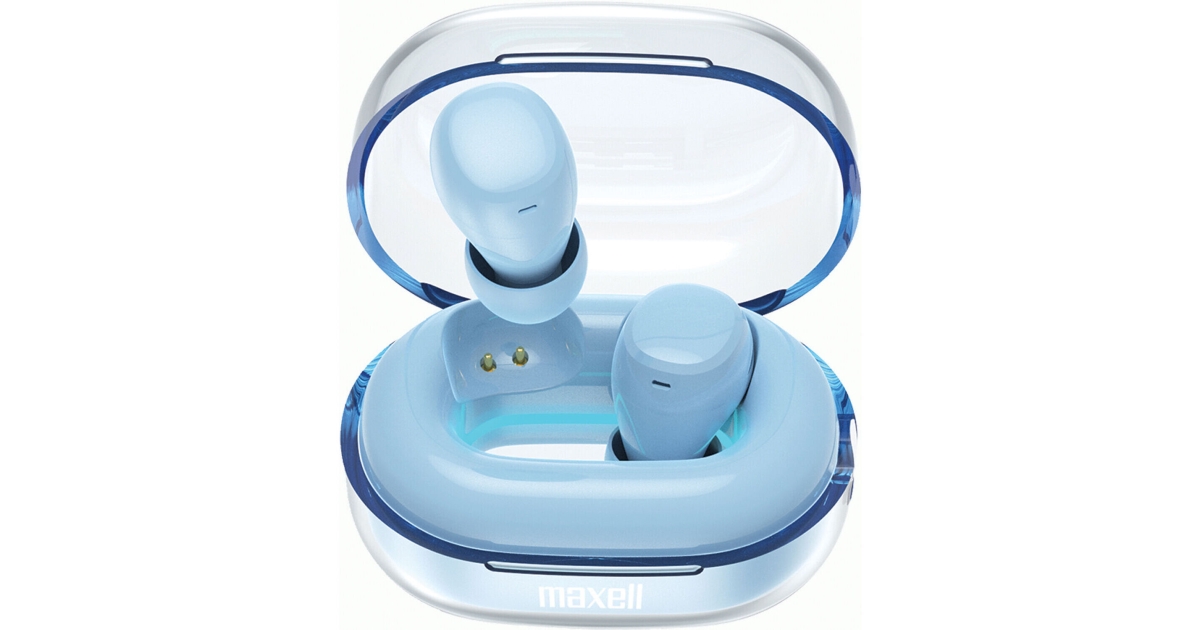 Maxell MAX197308 Tune Out True Wireless Earbuds with Sleep Comfort Design - Blue