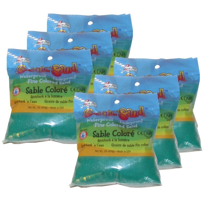 API14488-6 1 lbs Scenic Craft Colored Sand, Vivid Green - Pack of 6
