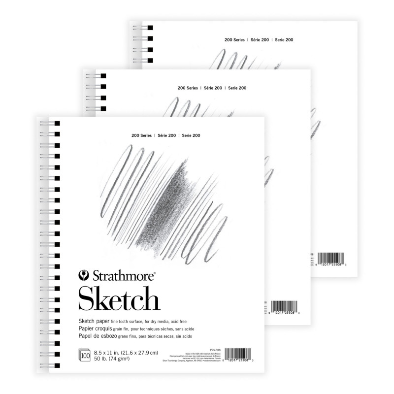 STTP255081-3 8.5 x 11 in. 200 Series Wire Binding Sketch Paper Pad, 100 Sheet - Pack of 3