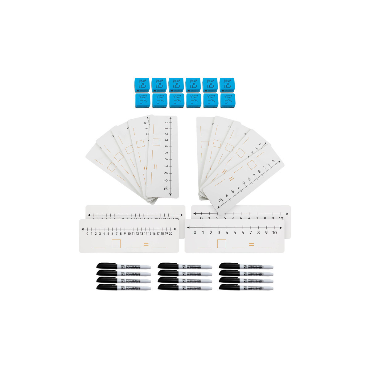 Advantus AVTCL95675 Charles Leonard Class Pack Dry Erase Number Line Boards - Double-Sided with Markers & Erasers Set