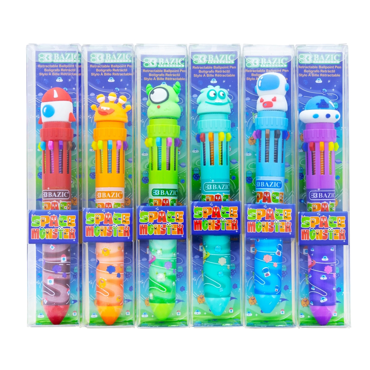 BAZ17001-6 Space Monster Pen, Assorted Color - Pack of 6