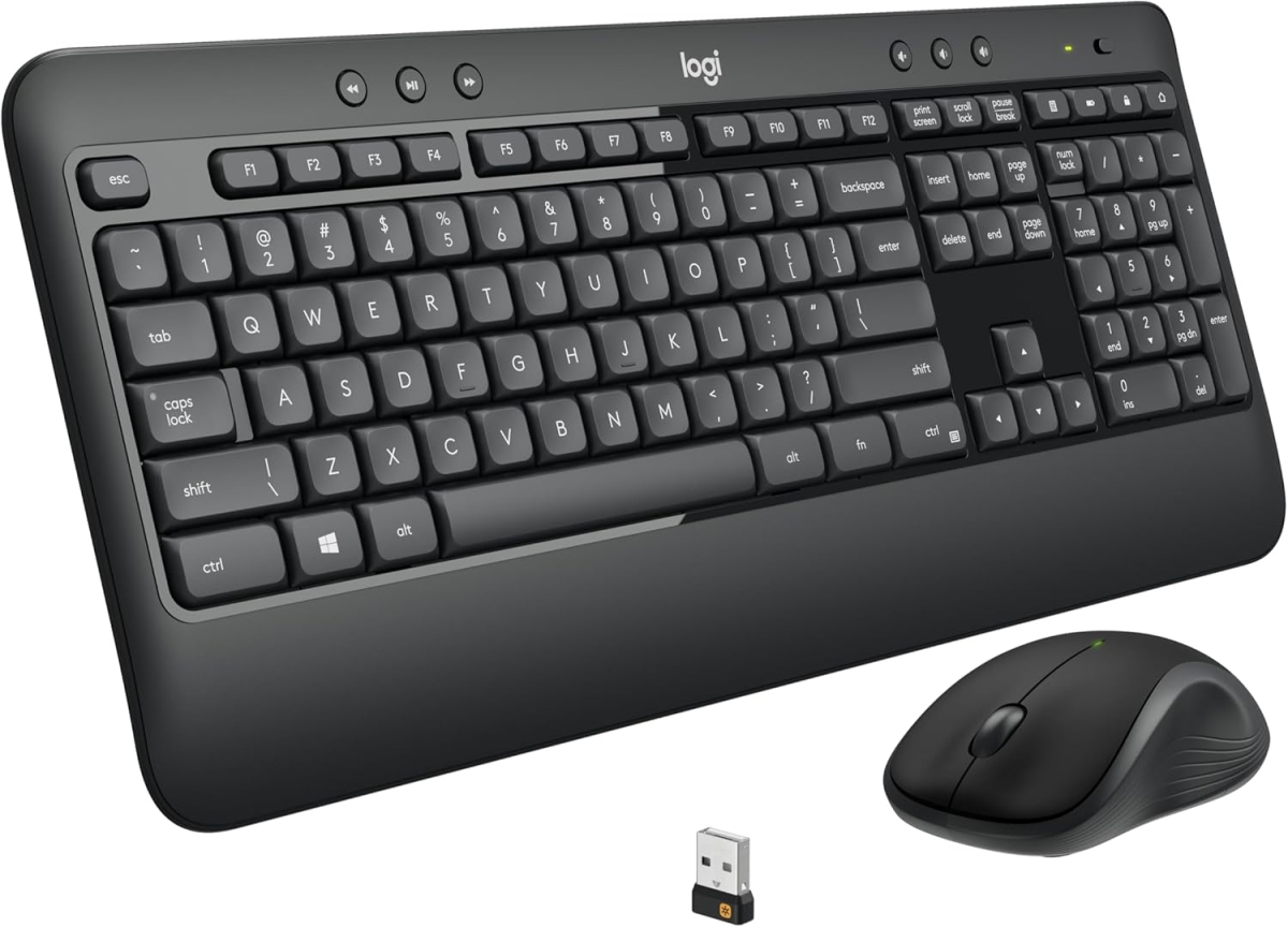 920-012585 MK540 Advanced Wireless Keyboard & Mouse Combo for Windows, 2.4 GHz Unifying USB-Receiver, Multimedia Hotkeys - Black