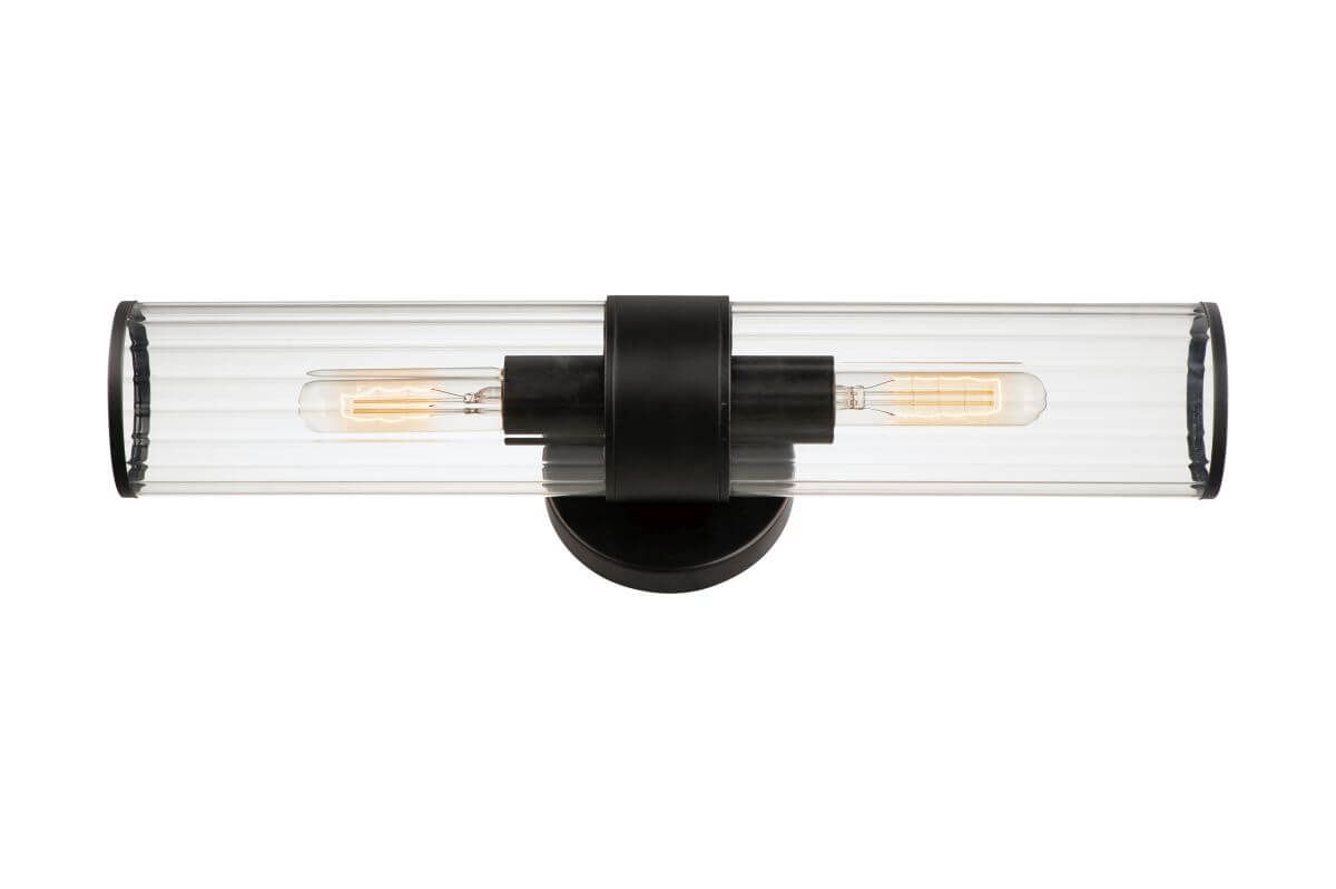 Picture of Maxim Lighting 11472CRBK Crosby 2-Light Wall Sconce in Black & Clear Ribbed Glass