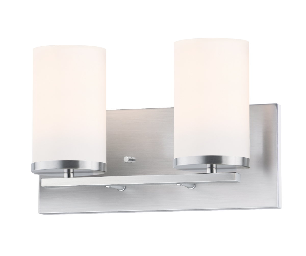12 in. 2-Light Bath Vanity, Satin Nickel