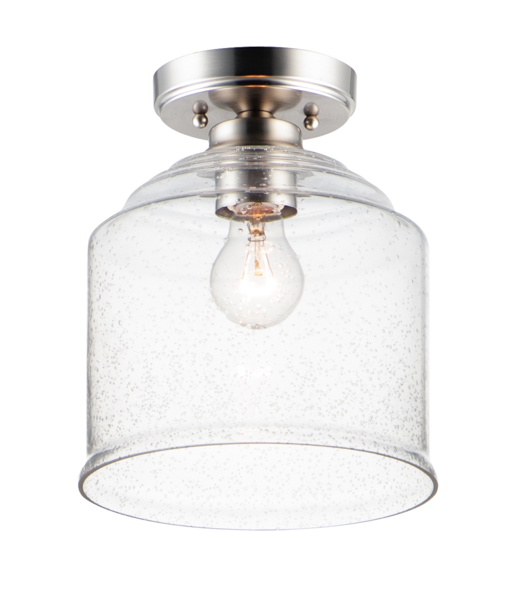 9 in. Acadia 1 Light Satin Nickel Semi-Flush Mount Ceiling Light