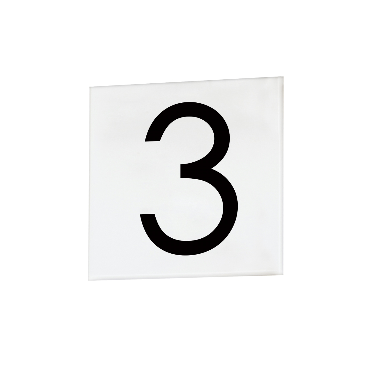 53673WT 4 in. Sans Serif 3 Square Contemporary Font Address Number Tile, White