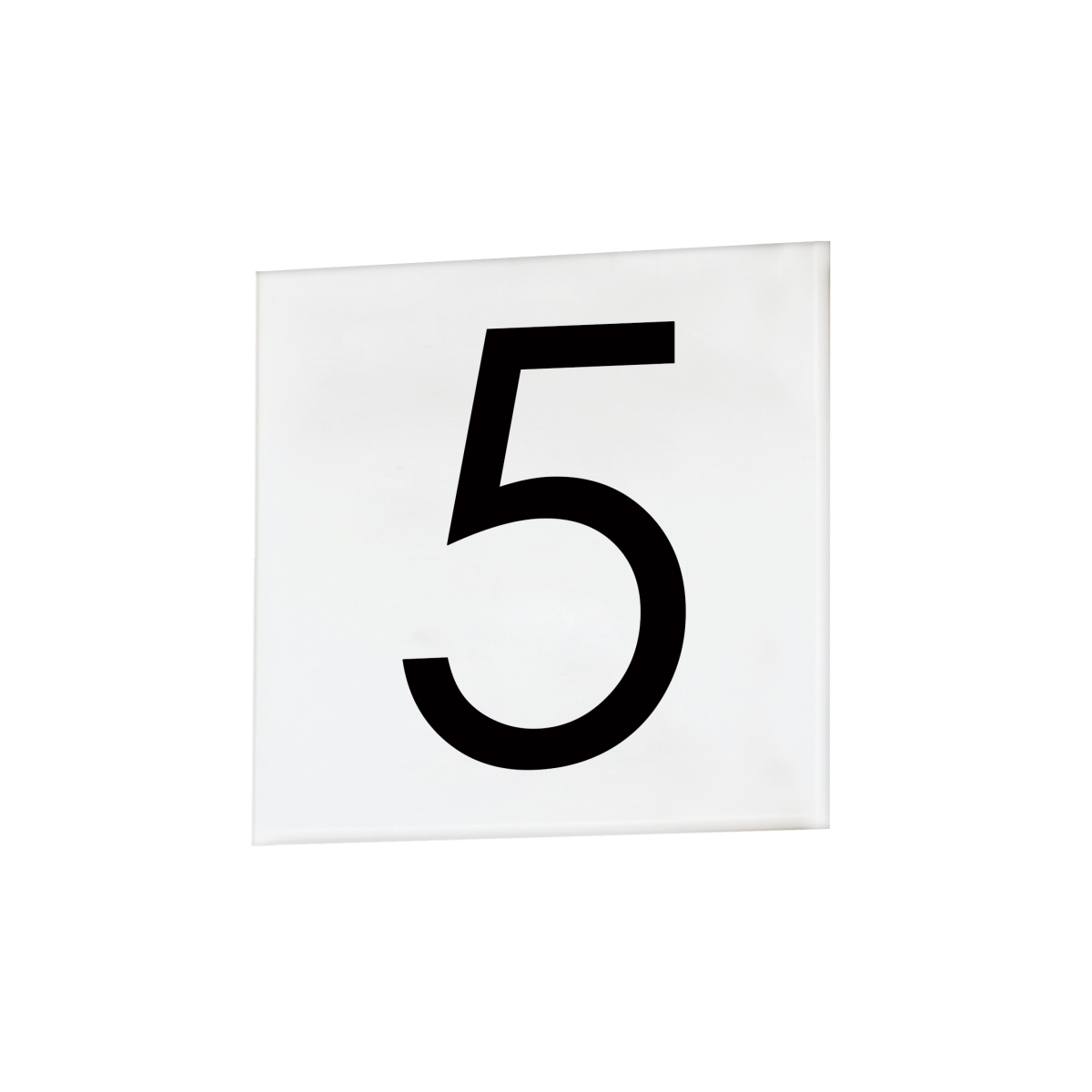 53675WT 4 in. Sans Serif 5 Square Contemporary Font Address Number Tile, White