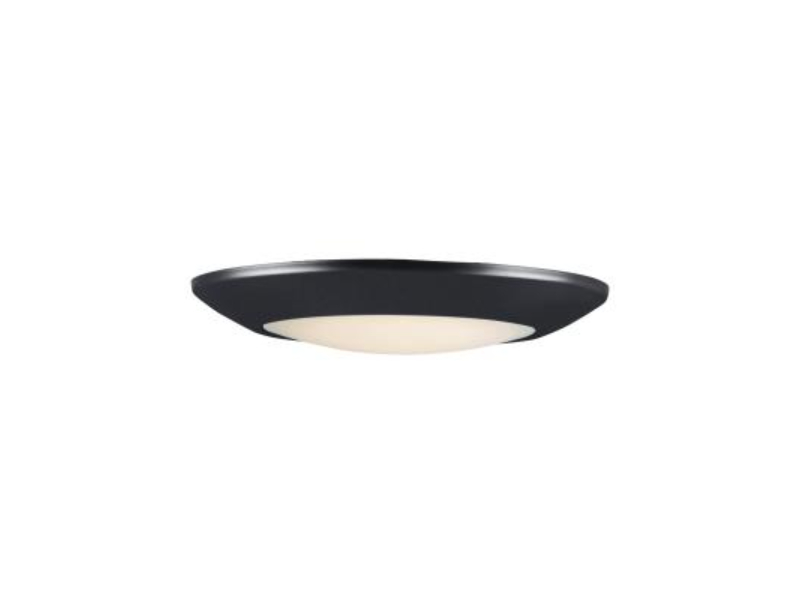 57913WTBK 9.25 in. Diverse Black LED Flush Mount Ceiling Light - White Shade