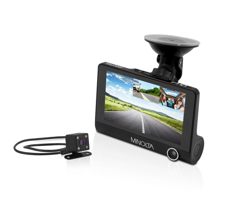Picture of Minolta MNCD415T-BK MNCD415T 3-Channel 1080P Car Camcorder with 4.0 in. LCD & Interior Plus Rear Camera - Black