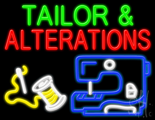 N102-0981-clear 24 x 31 in. Tailor & Alterations Clear Backing Neon Sign, Multicolor