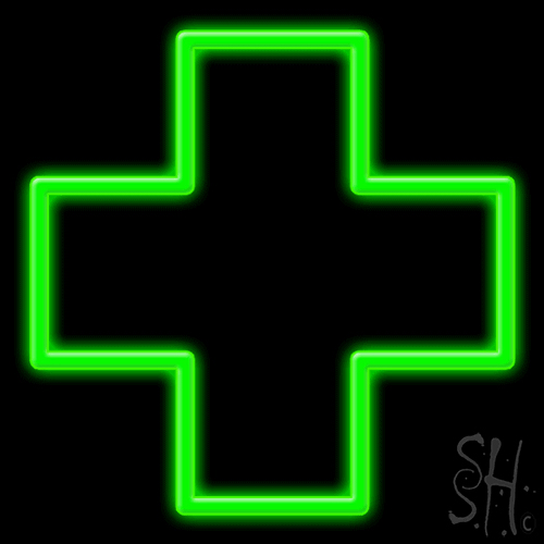 17 x 17 in. Cross Logo Clear Backing Neon Sign, Green