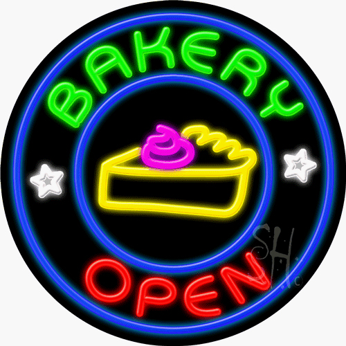 N102-0996-clear 26 x 26 in. Bakery Open Clear Backing Neon Sign, Multicolor