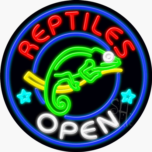 N102-1023-clear 26 x 26 in. Reptiles Open Clear Backing Neon Sign, Multicolor