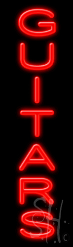 N102-1120-clear 8 x 27 in. Guitars Clear Backing Neon Sign, Red
