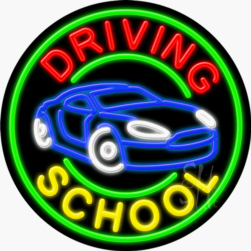 N102-1005-clear 26 x 26 in. Driving School Clear Backing Neon Sign, Multicolor