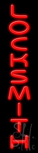 N102-1128-clear 8 x 32 in. Locksmith Clear Backing Neon Sign, Red