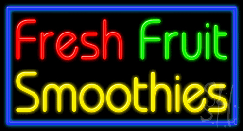 N102-0902-clear 20 x 37 in. Fresh Fruit Smoothies Clear Backing Neon Sign, Multicolor