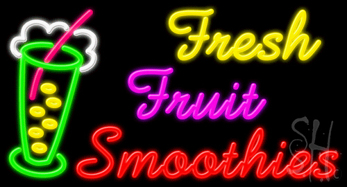 N102-0903-clear Multicolor Fresh Fruit Smoothies Clear Backing Neon Sign - 20 x 37 in.