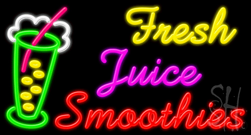 N102-0905-clear Multicolor Fresh Juice Smoothies Clear Backing Neon Sign - 20 x 37 in.