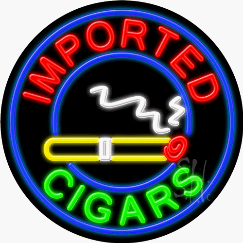 N102-1015-clear Multicolor Imported Cigars Clear Backing Neon Sign - 26 x 26 in.