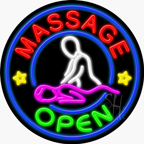 N102-1017-clear Multicolor Massage Open Clear Backing Neon Sign - 26 x 26 in.