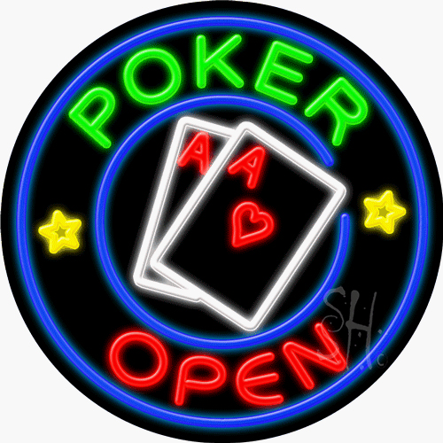 N102-1022-clear Multicolor Poker Open Clear Backing Neon Sign - 26 x 26 in.