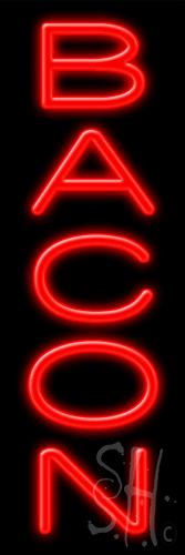 N102-1091-clear Red Bacon Clear Backing Neon Sign - 8 x 24 in.