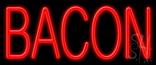 N102-1036-clear Red Bacon Clear Backing Neon Sign - 10 x 24 in.