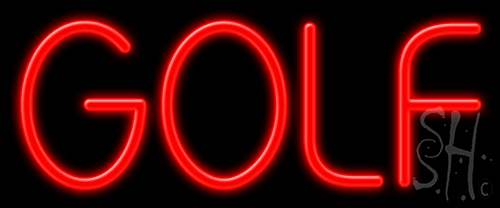 N102-1053-clear Red Golf Clear Backing Neon Sign - 10 x 24 in.