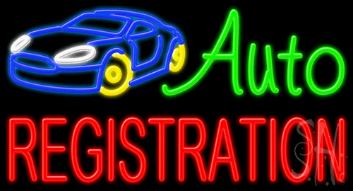 N102-0847-clear Multicolor Auto Registration Clear Backing Neon Sign - 20 x 37 in.