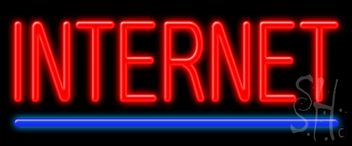 N102-1061-clear Red & Blue Internet Clear Backing Neon Sign - 10 x 24 in.