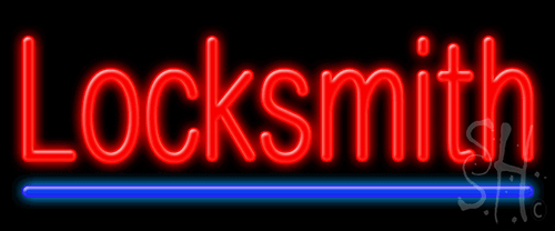 N102-1063-clear Red & Blue Locksmith Clear Backing Neon Sign - 10 x 24 in.