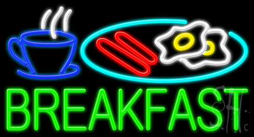 N102-0860-clear Multicolor Breakfast Clear Backing Neon Sign - 20 x 37 in.