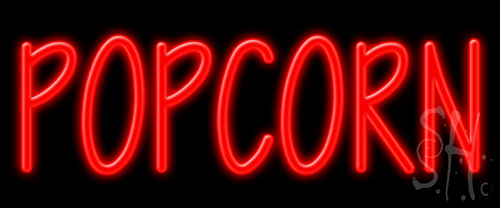 N102-1073-clear Red Popcorn Clear Backing Neon Sign - 10 x 24 in.