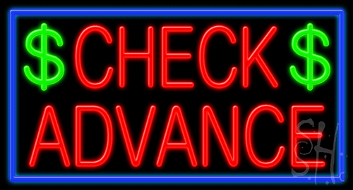N102-0867-clear Blue Border Red & Green Check Advance Clear Backing Neon Sign - 20 x 37 in.