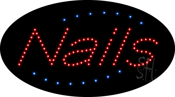 Nails Animated LED Sign 15" Tall x 27" Wide x 1" Deep