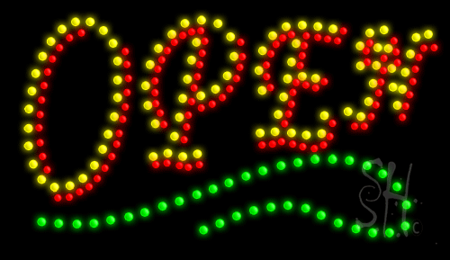9 x 19 in. Open Animated LED Sign, Multi Color