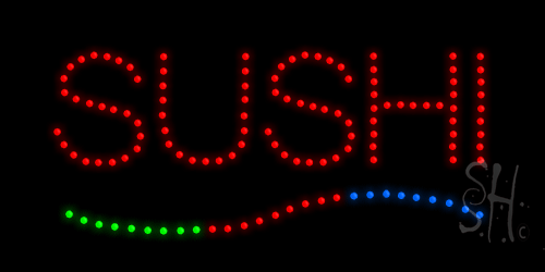 L-HSS-sushi Sushi Animated LED Sign 12" x 24"