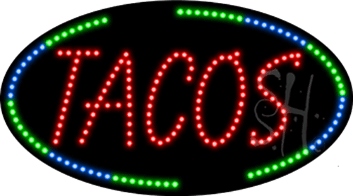 Everything Neon L100-10182 Tacos Animated LED Sign 15" Tall x 27" Wide x 1" Deep -  The Sign Store