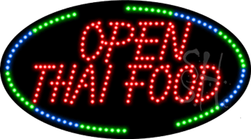 Everything Neon L100-10205 Open Thai Food Animated LED Sign 15" Tall x 27" Wide x 1" Deep -  The Sign Store