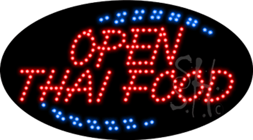 Everything Neon L100-10209 Open Thai Food Animated LED Sign 15" Tall x 27" Wide x 1" Deep -  The Sign Store