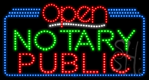 Everything Neon L100-6034 Notary Public Open Animated LED Sign 20" Tall x 37" Wide x 1" Deep -  The Sign Store