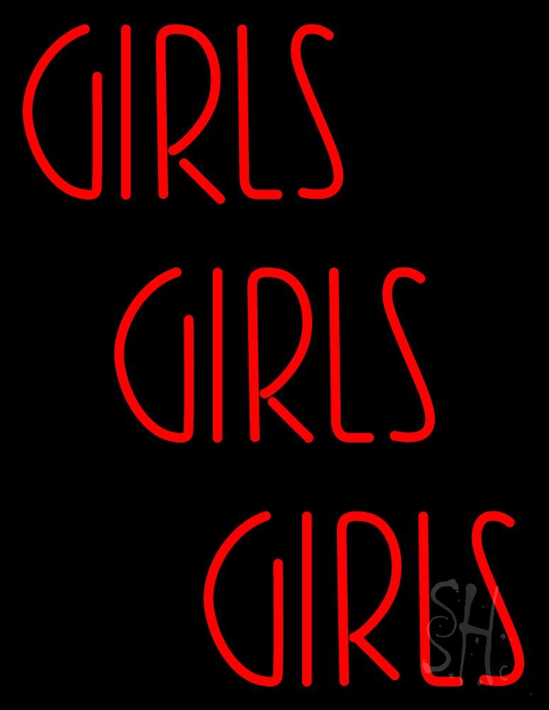 Everything Neon N105-1574 Red Girls Girls Girls Strip LED Neon Sign 19 x 15 - inches